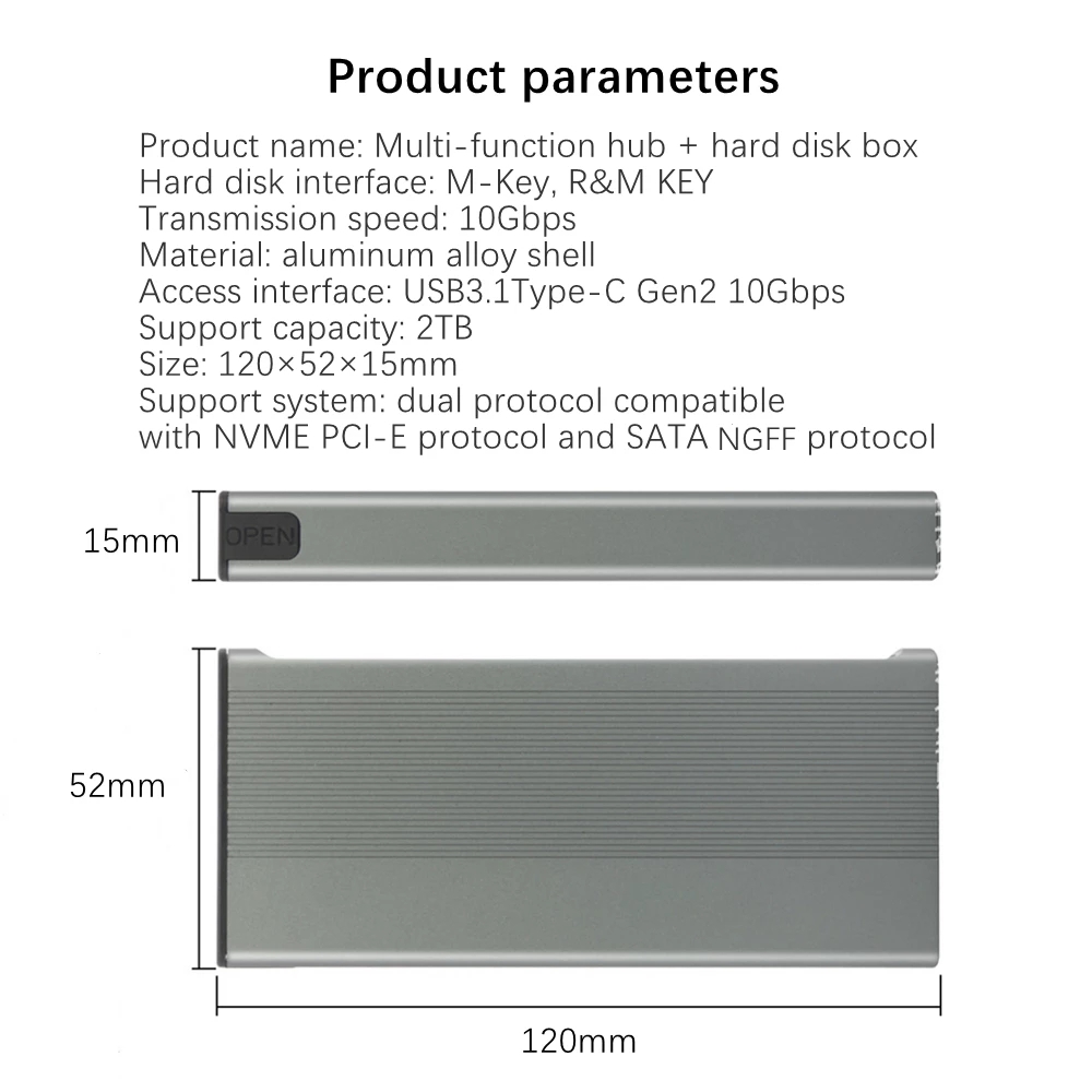 6 in 1 USB C SSD Enclosure Docking