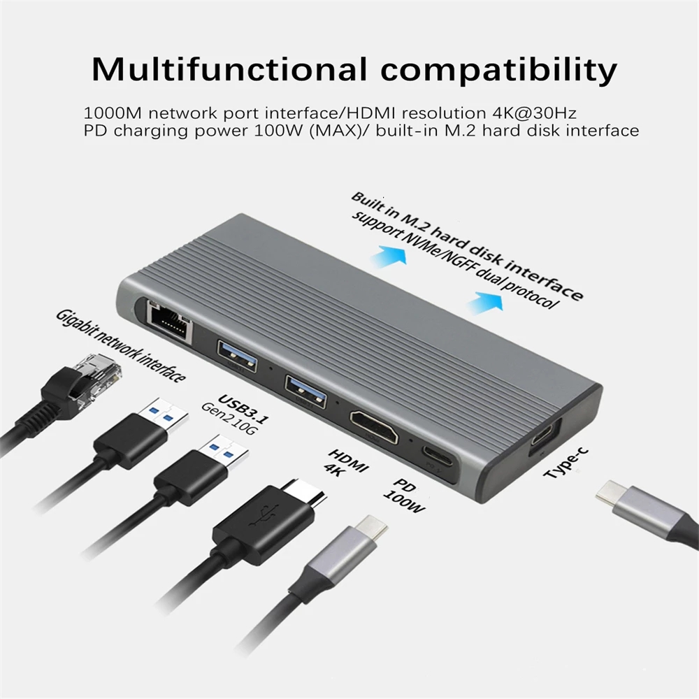 6 in 1 USB C SSD Enclosure Docking